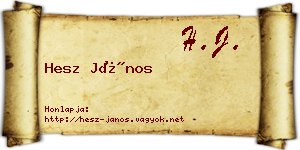Hesz János névjegykártya