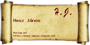 Hesz János névjegykártya